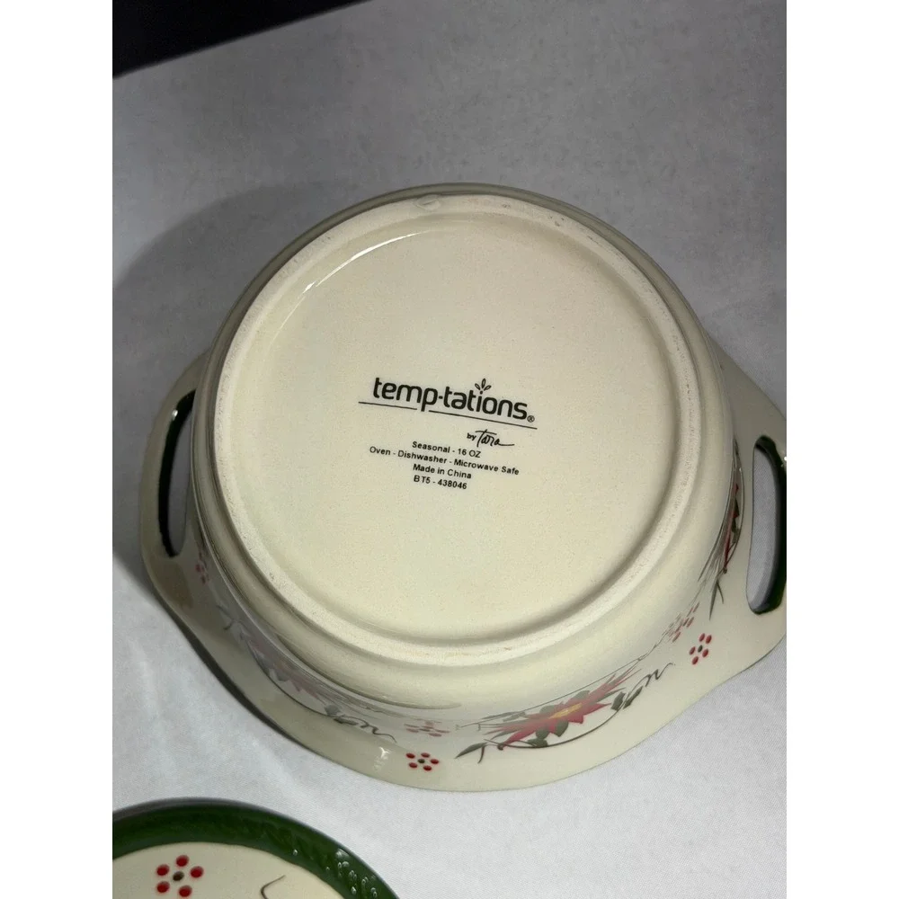 Temp-tations by Tara Seasonal Poinsettia Stoneware Soup Tureen and Tray Set